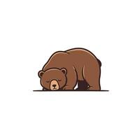 Bear sleeping with its head down logo design vector