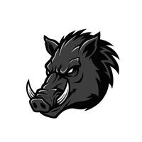 Black and white logo design of a wild boar head vector
