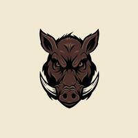 Wild boar head logo design on a beige background vector