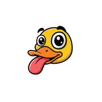 Cartoon duck with its tongue out logo design vector