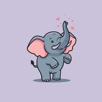 Elephant with hearts on top of its trunk logo design vector