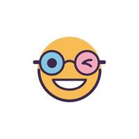 Smiley face with two toned glasses and a smile logo design vector