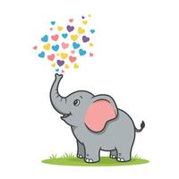 Elephant with hearts coming out of its trunk logo design vector