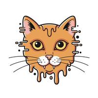 Cat with a dripping face logo design on a white background vector
