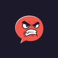 Red speech bubble with an angry face logo design vector
