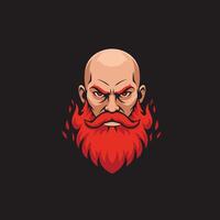Bald man with a red beard and mustache logo design vector
