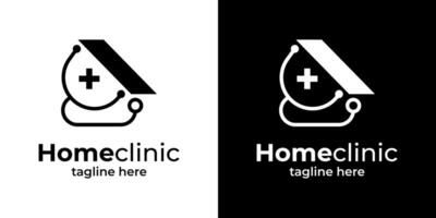 logo design combination of stethoscope with building, house, minimalist lines. vector