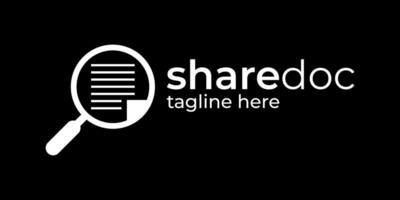 combination logo design of magnifying glass and document, folder, logo for data search, application, symbol, icon, idea, creative. vector