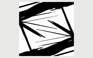Abstract Composition of Black Brushstrokes and Geometric Lines vector