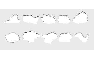 Collection of white torn paper elements for various design purposes vector