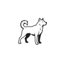 Black and white dog standing logo design on a white background vector