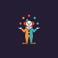 Clown juggling with multi color balls logo design vector