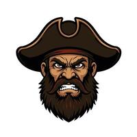Pirate head with a beard and mustache logo design vector