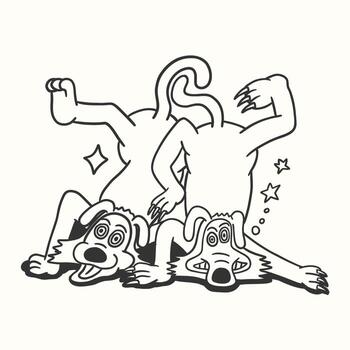 cat falling retro cartoon character illustration vector