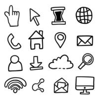 hand drawn website internet icon illustration set vector