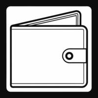 Minimalist illustration of a wallet in black and white with a square frame vector