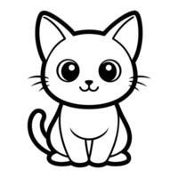 Adorable cartoon cat sitting upright smiling with large playful eyes and whiskers vector