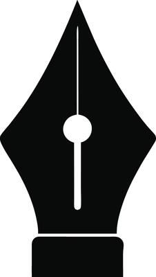 Black silhouette of a fountain pen nib high contrast design