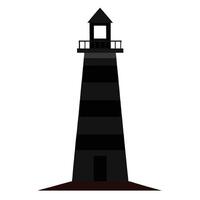 Flat design illustration of a tall lighthouse on white background graphic. vector