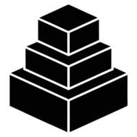 Geometric black and white stacked cube illustration representing structure and architecture vector