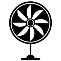 Black And White Illustration Of A Standing Fan With Rotating Blades vector