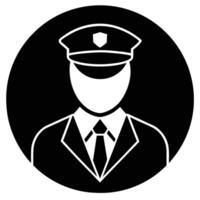 Security Guard Icon In Black And White Minimalist Style For Web And Print vector