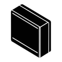 Black isometric illustration of a simple box with white outlined edges perspective vector