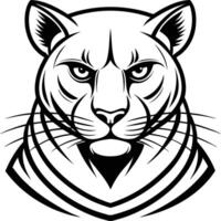 Bold monochrome illustration of a powerful panther head in striking style vector