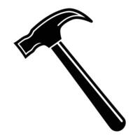 Black and white hammer illustration with clean lines and transparent background vector