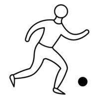 Simple Line Art Illustration Of A Person Playing Soccer Dribbling The Ball vector