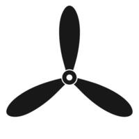 Simple graphic of a black three bladed airplane propeller isolated on white vector