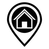 A house icon on a map pointer vector
