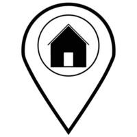 Black house location pin icon showing home address illustration vector