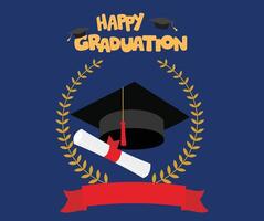 Graduation diploma cap and scroll with ribbon vector