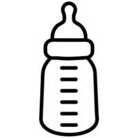 Simple black outline illustration of a baby bottle on a transparent background vector