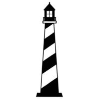 Iconic lighthouse silhouette with black and white striped pattern in format vector