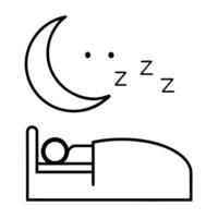 Sleep Icon Representing Restful Night With Moon And Sleep Symbol vector