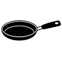 Black and white frying pan illustration on a white background with transparency vector