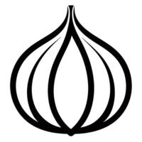Stylized onion illustration with bold black lines and clean white background vector