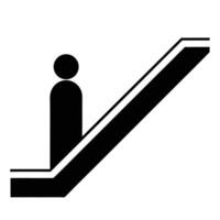 Abstract escalator sign featuring a person ascending on a white background vector