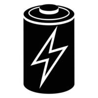 illustration of a black and white battery with lightning symbol in minimalist style vector