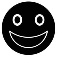 Smiling face emoticon icon in black and white on isolated background vector