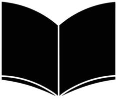 Minimalist silhouette icon depicting an open book for education and reading concepts vector