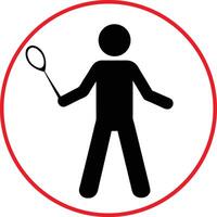 Badminton Player Icon Graphic In A Red Circle Emblem Design vector