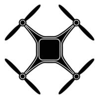 A black and white drone icon on a white background vector