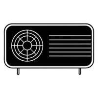 Simple black and white air conditioner unit graphic design element vector