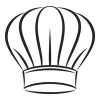 Chef hat illustration simple black outline drawing isolated on white background vector