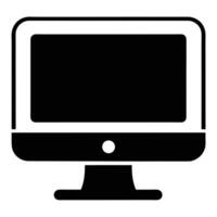 Modern computer monitor icon in black and white illustration for design projects vector