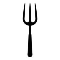 Black Fork Silhouette Illustration Utensil Isolated On White Background Kitchenware Design Element vector