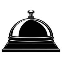 A black and white image of a bell on a table vector